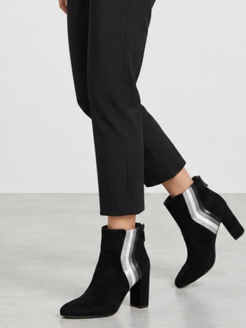 Grigiarancio Black and Silver Suede Leather Ankle Boots Italian EU 38